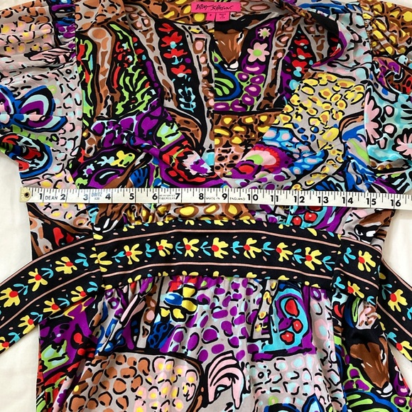 BETSY JOHNSON | Boho 🌸 multicolor Angel Wing Bell Sleeve Mini Dress size 8 - Picture 14 of 14